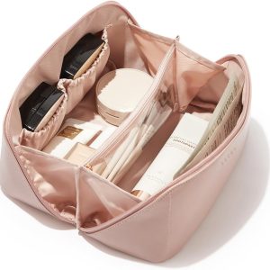 EACHY Travel Makeup Bag,Large Capacity Cosmetic Bags for Women,Waterproof Portable Pouch Open Flat Toiletry Bag Pattern Makeup Bag
