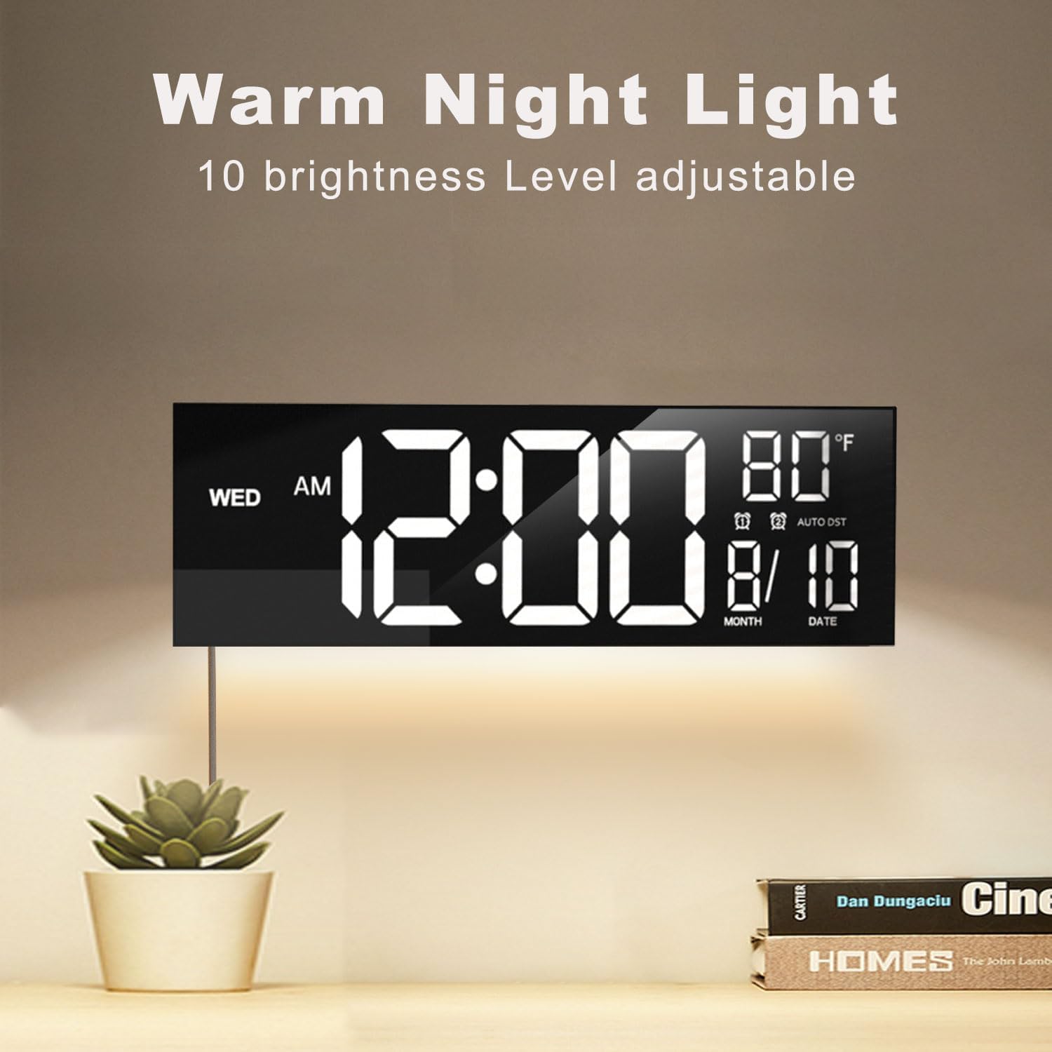 JALL 16" Large Digital Wall Mount Clock, Count Down Timer, Alarm, Big LED, 8 RGB Color, DST, Temperature for Living Room Classroom Desk, Xmas, Birthday Gift for Senior Mom Dad (Black, 16 inches) - Image 8