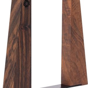 TILISMA Walnut Bookends for Shelves | Wooden Book Ends for Shelves | Sturdy Book Holders, Stoppers with Metal Base for Bookshelves | Slick Decorative Bookends Stands Firmly on Bookshelf (Pair)